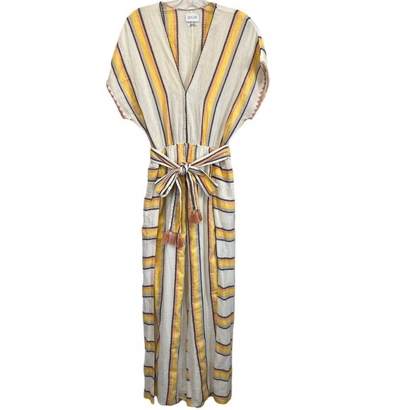 Saylor Patrice Striped Cotton Slit Leg Jumpsuit Size S - Picture 3 of 13